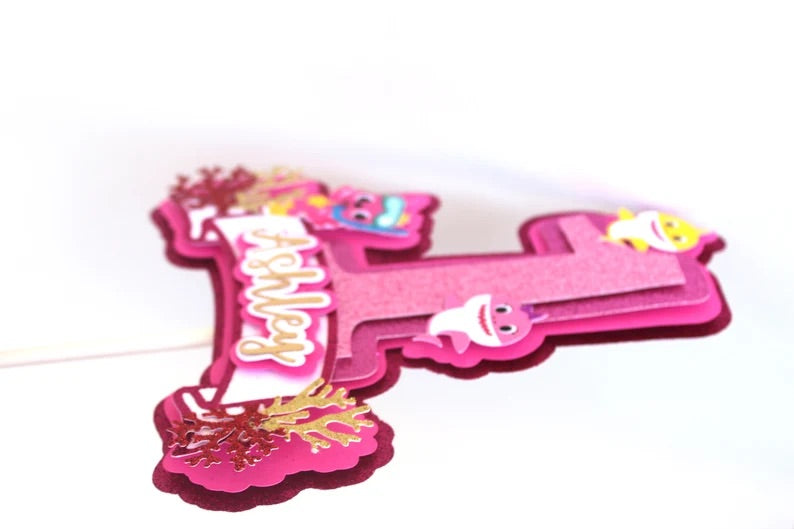 Pink Baby Shark Cake Topper