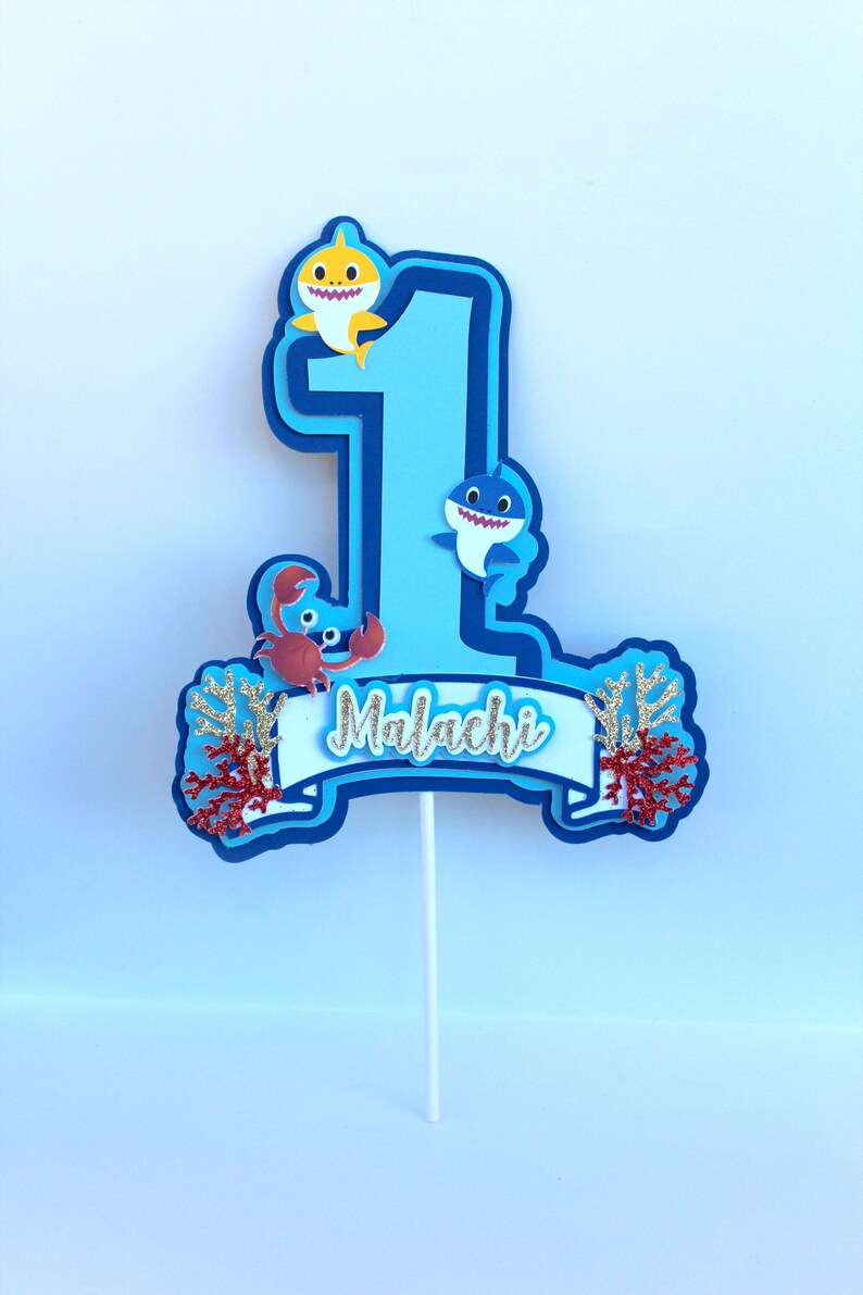 Blue Baby Shark Cake Topper