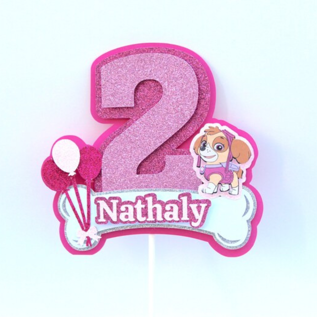 Paw Patrol Skye balloons cake topper