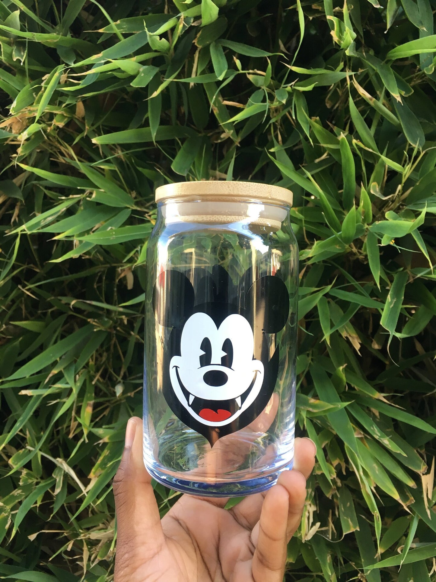 Mickie & Minnie Mouse Halloween Glass Can