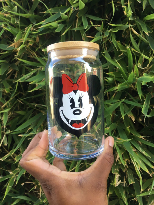 Mickie & Minnie Mouse Halloween Glass Can